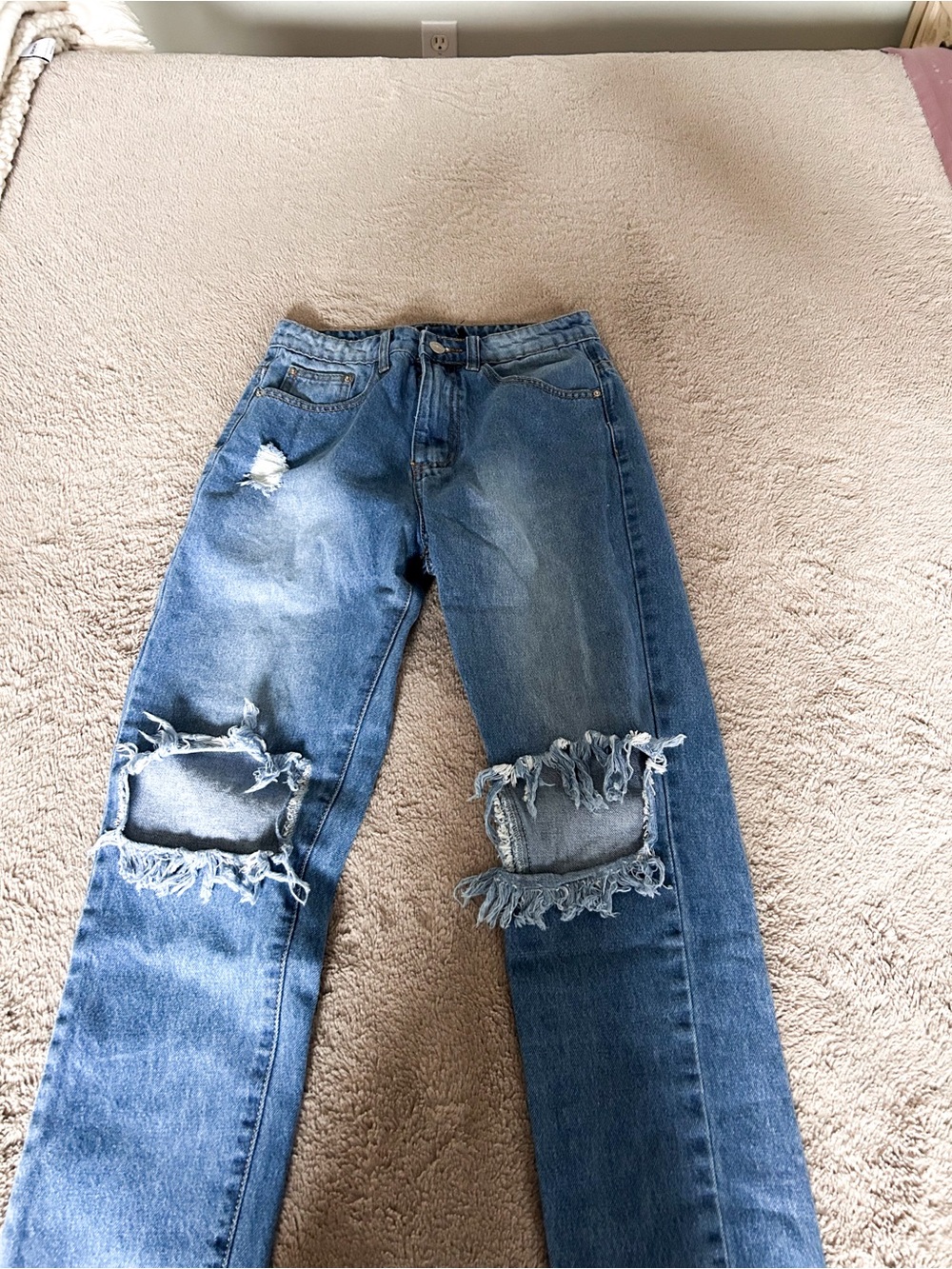 Blue Distressed High-Rise Women's Jeans